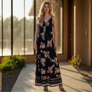 Trixxi Blue and Pink Floral Maxi Dress